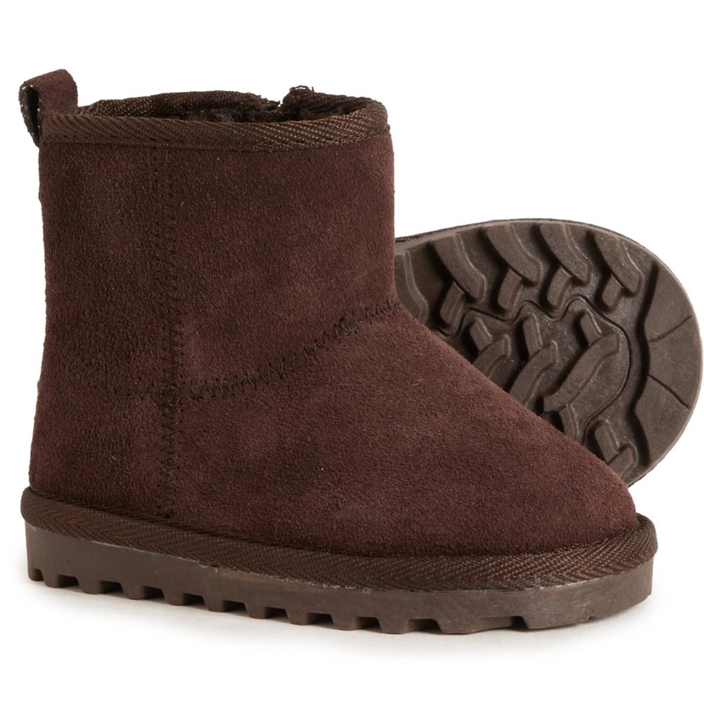 NEW Bearpaw Baby Toddler Chocolate Brown Faux-Shearling Boots - Suede Size 6T